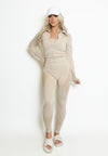 Activewear Gym Set Beige Front View  | Uniquely Sophia's