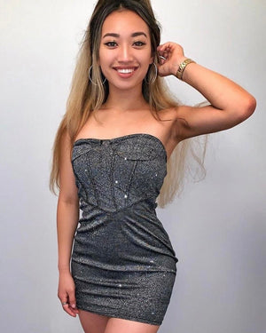 Black Glitter Bodycon Dress | Uniquely Sophia's