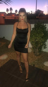 Black Cowl Neck Satin Mini Dress | Uniquely Sophia's
