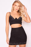 Black Suede Bralet & Skirt Set | Uniquely Sophia's