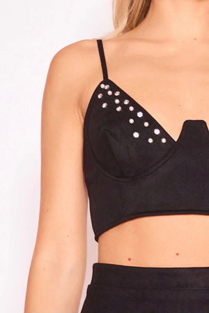 Black Suede Bralet & Skirt Set | Uniquely Sophia's