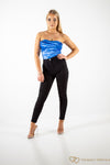 Blue cowl neck  satin bodysuit | Uniquely Sophia's