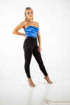 Blue cowl neck  satin bodysuit | Uniquely Sophia's