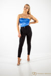 Blue cowl neck  satin bodysuit | Uniquely Sophia's