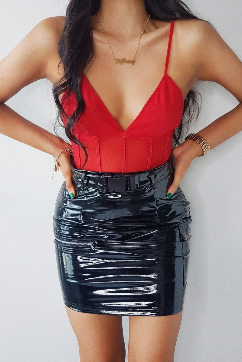 Red Panel Bodysuit | Uniquely Sophia's