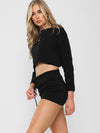 Black Knitted Crop Top and Shorts Lounge Set | Uniquely Sophia's