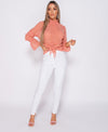 Shirring Detail High Neck Blouse | Uniquely Sophia's