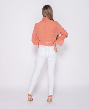 Shirring Detail High Neck Blouse | Uniquely Sophia's