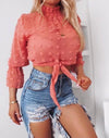 Shirring Detail High Neck Blouse | Uniquely Sophia's
