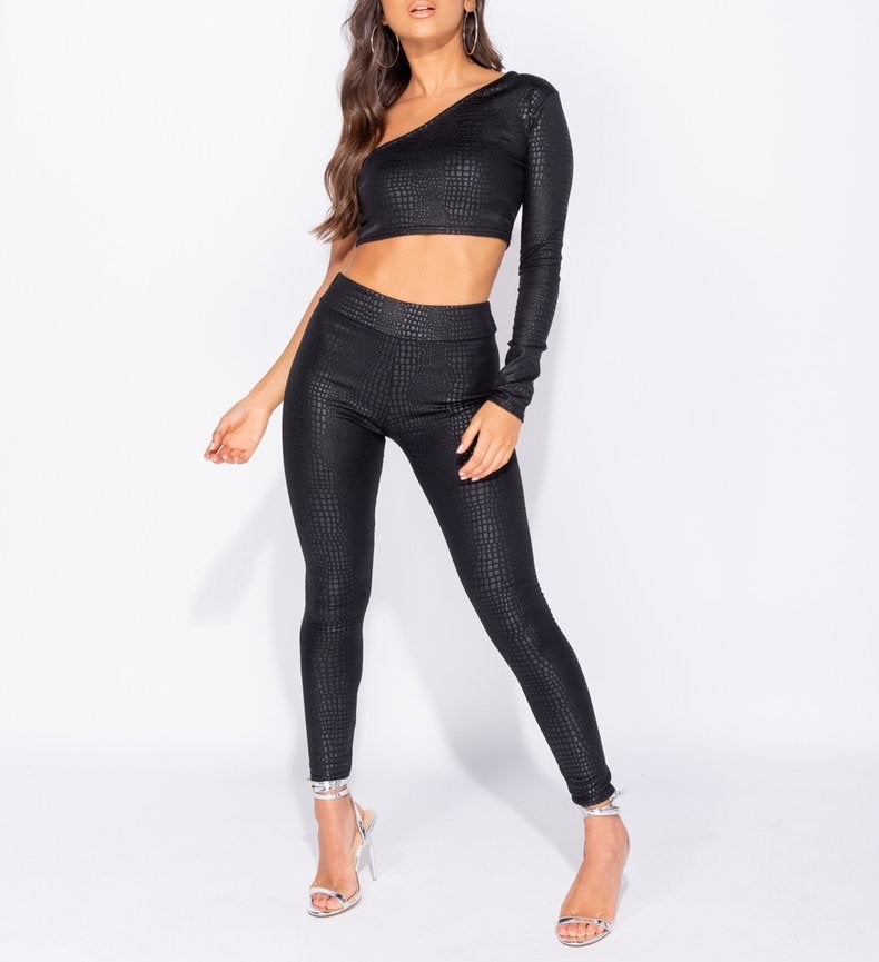 Wetlook Crocodile print High Waisted Legging | Uniquely Sophia's
