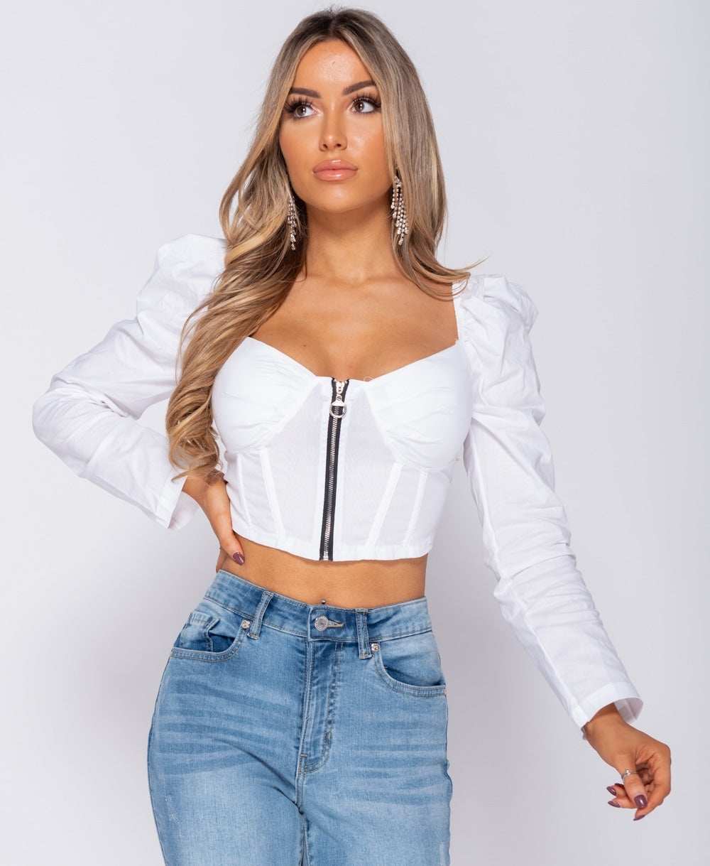 Crop top with zipper in front shop
